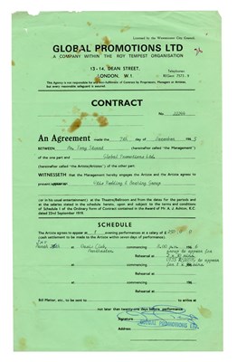 Lot 56 - Otis Redding 1965 Global Promotions Ltd. Signed Performance Contract (UK)