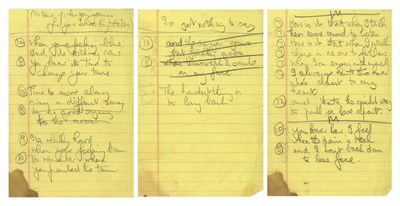 Lot 182 - Mal Evans Handwritten Lyrics (UK)