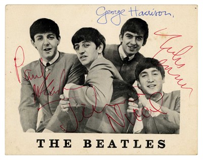 Lot 200 - The Beatles & Jimmie Nicol 1964 Autographed Dezo Hoffmann Fan Club Card (UK)