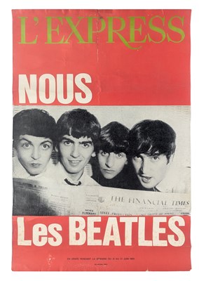 Lot 205 - The Beatles L’Express Newspaper 1965 Promotional Poster (France)