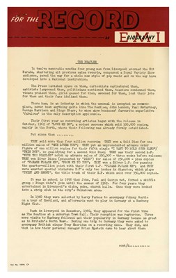 Lot 206 - The Beatles 1965 EMI Records Press Release (UK)
