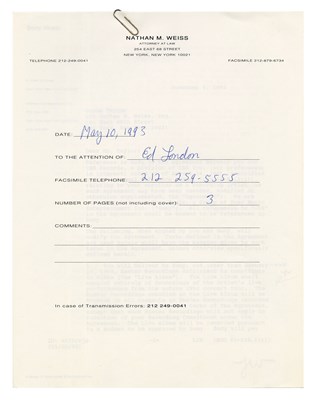 Lot 130 - James Taylor 1970s/1990s Contract & Correspondence (USA)