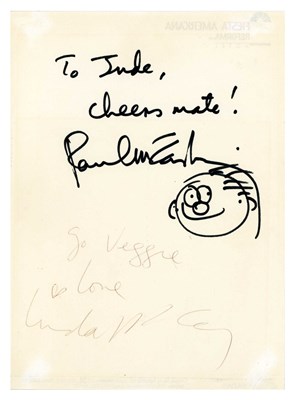 Lot 238 - Paul & Linda McCartney 1993 Jude Autographs With Doodle (Mexico)