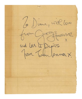 Lot 196A - John Lennon & George Harrison 1968 Rishikesh Autographs (India)