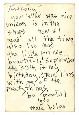Lot 183 - Marc Bolan 1970 Handwritten Letter on Signed T Rex Promo Photograph (UK)