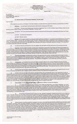 Lot 191 - Michael Jackson 2001 Signed 30th Anniversary Madison Square Garden Performance Contract (USA)