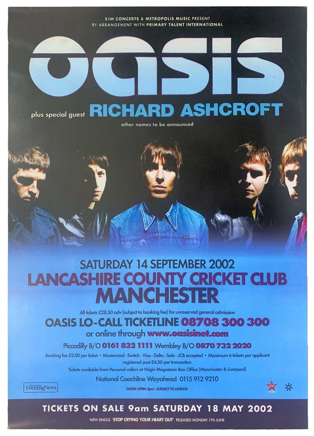 Lot 202 - Oasis 2002 Lancashire County Cricket Club Concert Poster (UK)