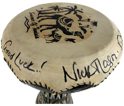 Lot 223 - Nick Mason Signed Souvenir Bongo Drum (Tunisia)
