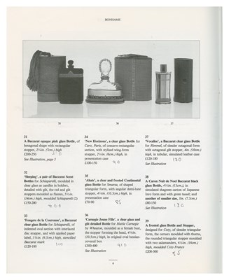 Lot 252 - Freddie Mercury Owned & Annotated 1988 Lalique Glass & Scent Bottles Bonhams Catalogue (UK)