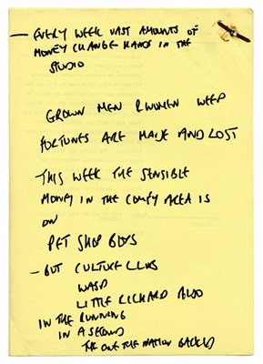 Lot 342 - The Smiths P.I.L Old Grey Whistle Test Camera Script Owned by Andy Kershaw 1986 (UK)