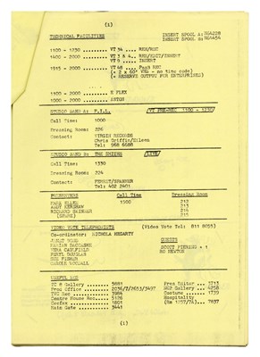 Lot 342 - The Smiths P.I.L Old Grey Whistle Test Camera Script Owned by Andy Kershaw 1986 (UK)