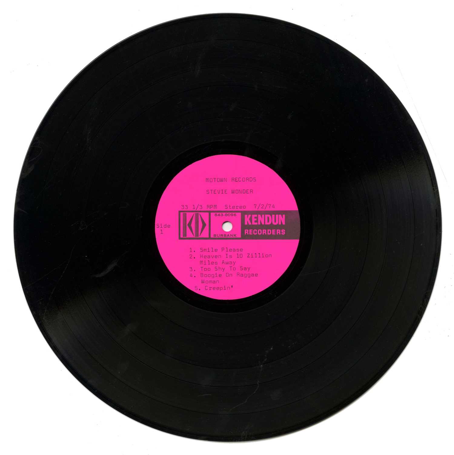 Lot 354 - Stevie Wonder 1974 Fullfillingness' First Finale 2 Single Sided Kendun Recorders Acetates (USA)