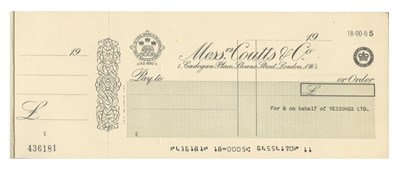 Lot 393 - Yessongs Ltd Coutts & Co London Unused Cheque Book (UK)