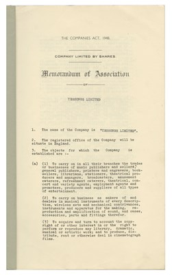 Lot 394 - Yessongs 1968 Memorandum & Articles of Association (UK)