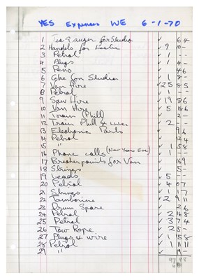 Lot 395 - Yes 1970 Expense Receipts (UK)
