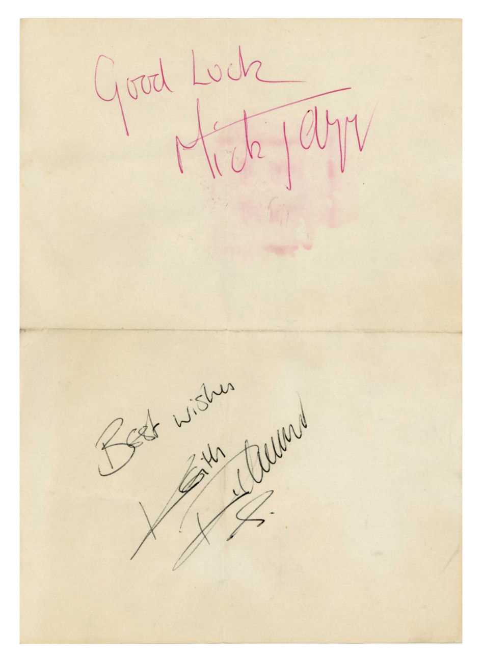 Lot 307 - The Rolling Stones Mick Jagger And Keith Richards 1977 Drugs Bust Autographs Aylesbury (UK)
