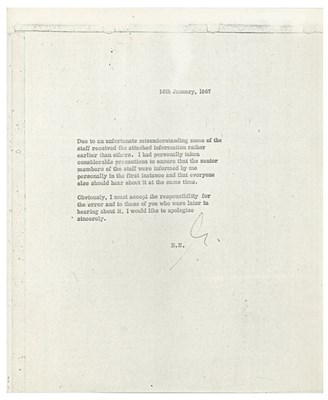 Lot 345 - Brian Epstein 1967 NEMS Period Photocopies & Stigwood Documents Freda Kelly Collection (UK)