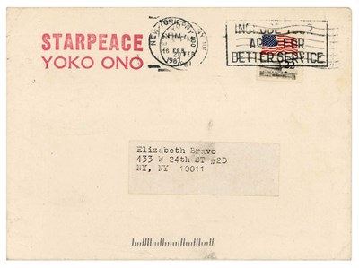 Lot 196 - Yoko Ono Two 1980s Signed Promotional Cards Lizzie Bravo Collection (USA)