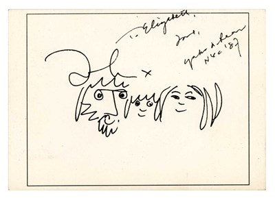 Lot 196 - Yoko Ono Two 1980s Signed Promotional Cards Lizzie Bravo Collection (USA)