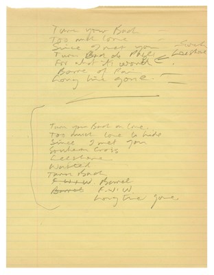 Lot 40 - Graham Nash Handwritten Set List (UK)