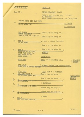 Lot 42 - The Cure 1983 Top of The Pops Camera Script John Peel Collection (UK)