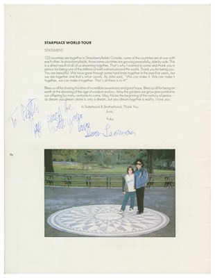Lot 200 - Yoko Ono & Sean Lennon 1986 Signed Starpeace World Tour Programme (UK)