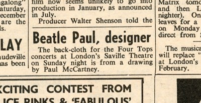 Lot 246 - Paul McCartney November 1966 Hand Drawn Stage Designs For The Four Tops London Performance (UK)