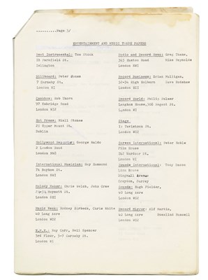 Lot 248 - Paul McCartney Tony Brainsby Publicity Mailing List (UK)