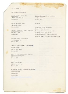 Lot 248 - Paul McCartney Tony Brainsby Publicity Mailing List (UK)
