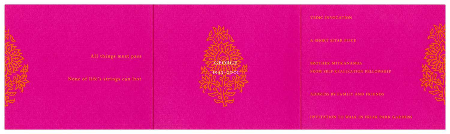 Lot 256 - George Harrison Memorial Order Of Service (UK)