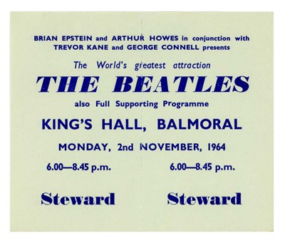 Lot 198 - The Beatles 1964 King’s Hall Balmoral Belfast Unused Stewards Concert Ticket (UK)